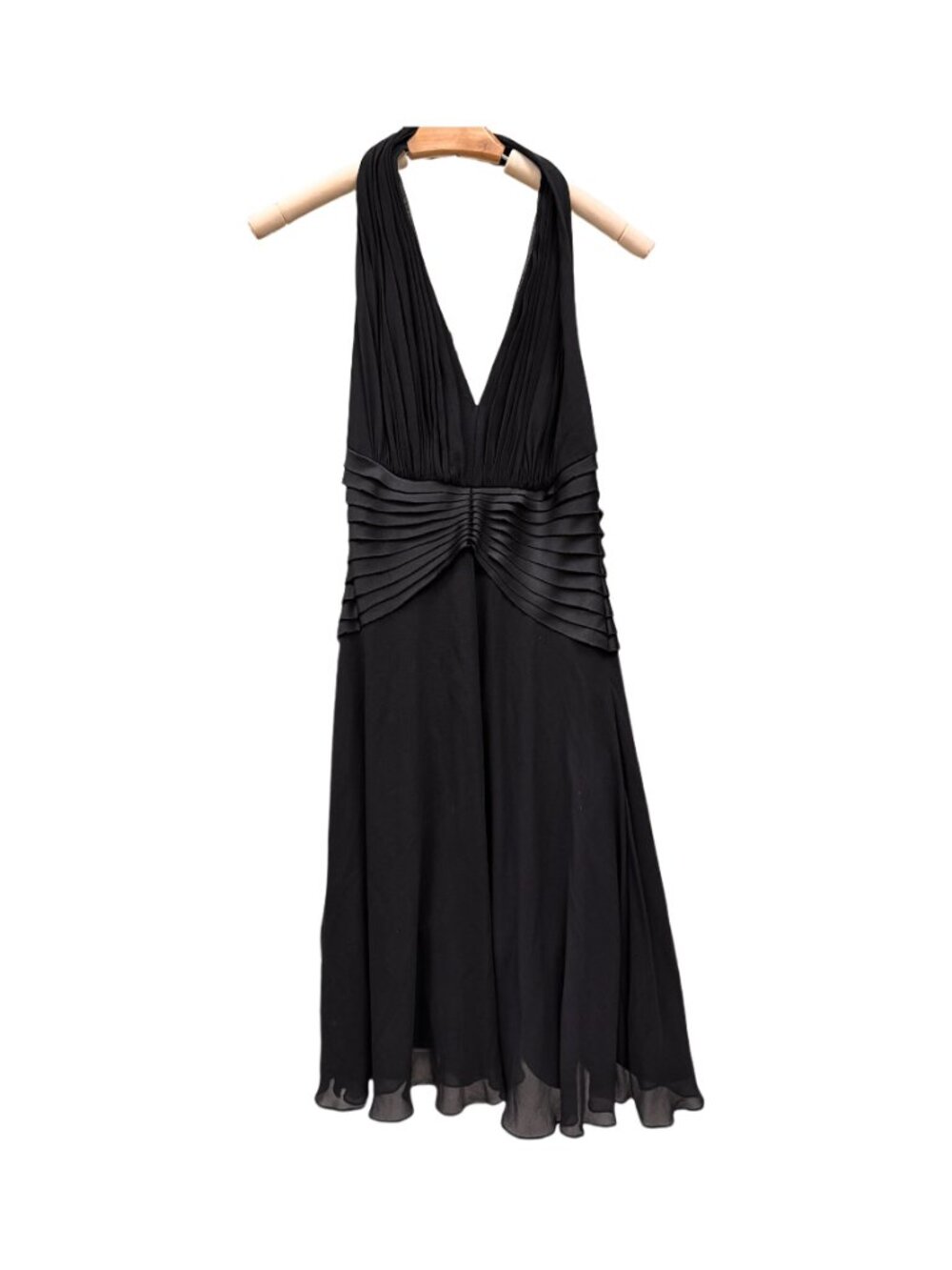 Cache Luxe Black Cocktail Dress V-neck Halter Flowy A-line / Fit & Flare Dress